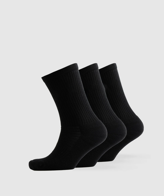 Quarter Top Athletic Socks 3 pack (Black)