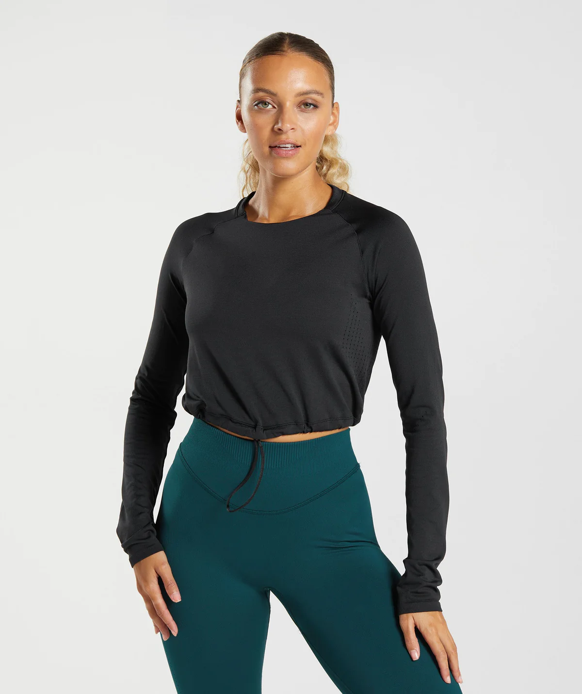 Long Sleeve Seemless Crop Top (black)